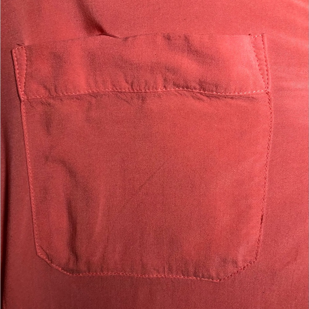 Gap Blouse Size Large Peach Roll up Sleeves V Neck - Picture 3 of 11